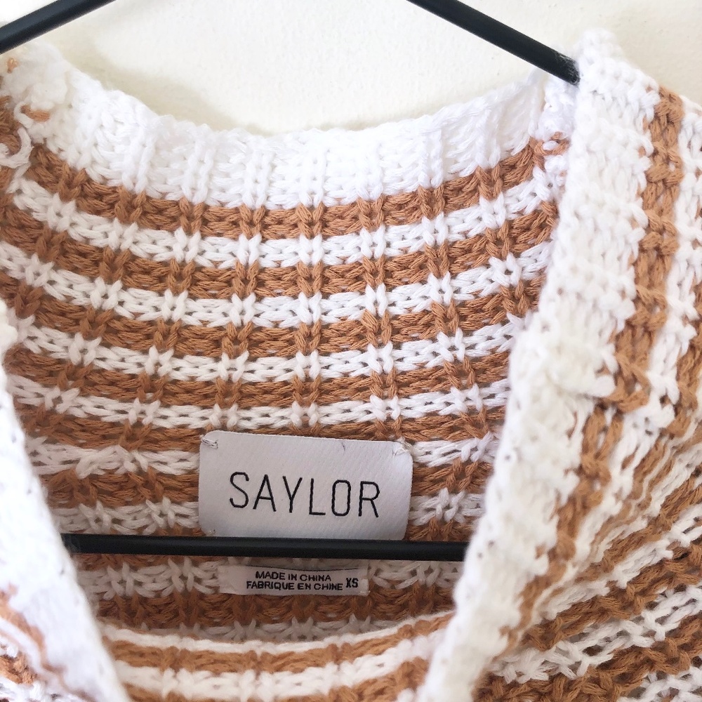 SAYLOR Brown and White Striped Turtleneck Sweater - Picture 5 of 6